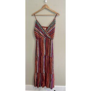 Savanna Jane Womens Sz M Maxi Dress Halter‎ Spaghetti Strap Boho Striped